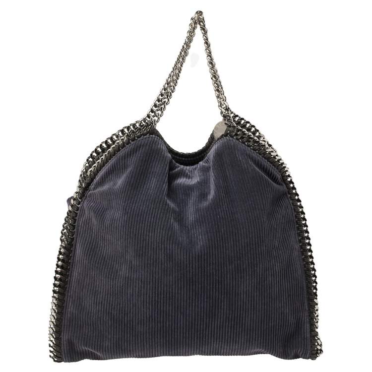 مملوكة مسبقًا Stella McCartney Grey Velvet and Faux Leather Small Falabella Tote