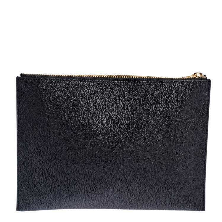 Pre Owned Stella McCartney Black/Brown Faux Leather and Calfhair Leopard Clutch