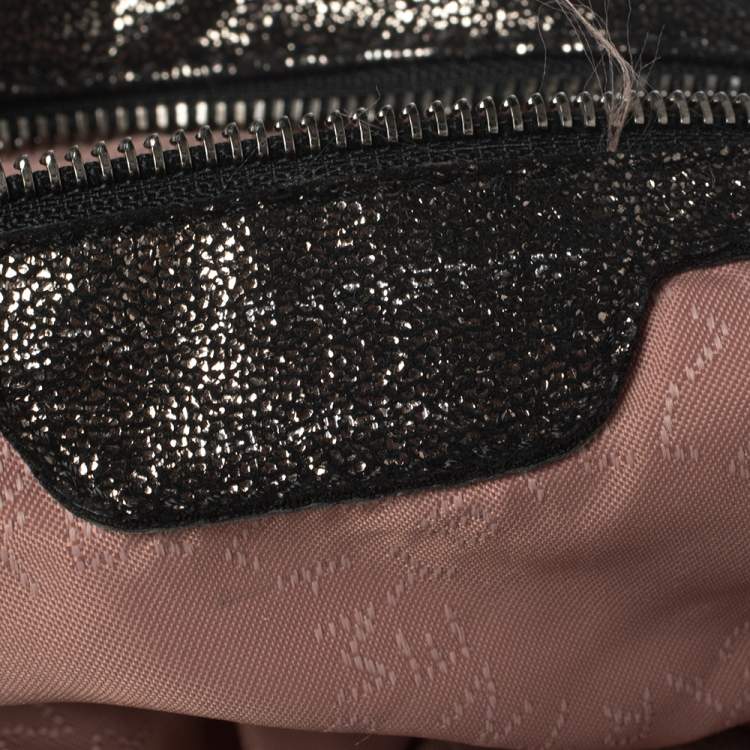 Pre Owned Stella McCartney Metallic Black Faux Leather Small Falabella Tote
