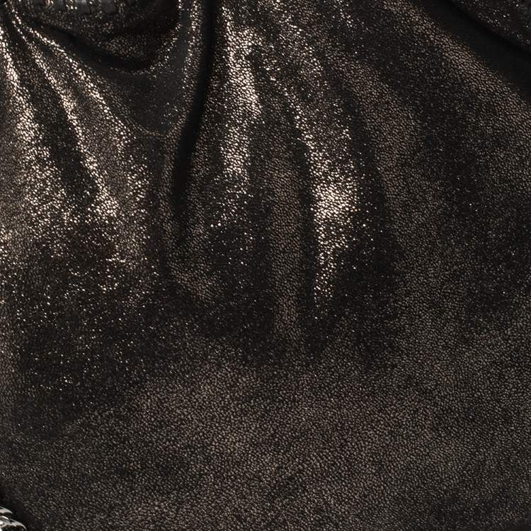 Pre Owned Stella McCartney Metallic Black Faux Leather Small Falabella Tote