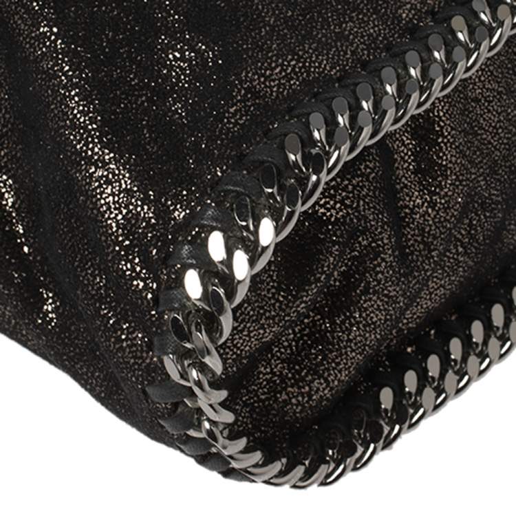 Pre Owned Stella McCartney Metallic Black Faux Leather Small Falabella Tote