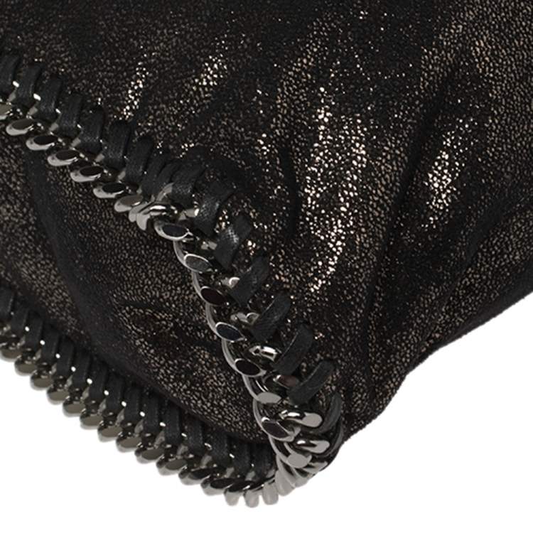 Pre Owned Stella McCartney Metallic Black Faux Leather Small Falabella Tote