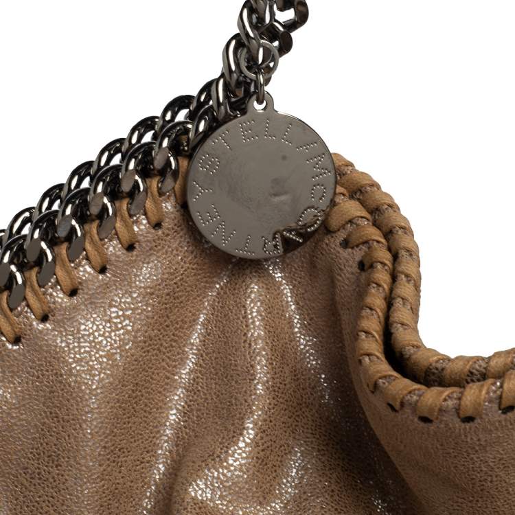 Pre Owned Stella McCartney Metallic Beige Faux Suede Large Falabella Tote