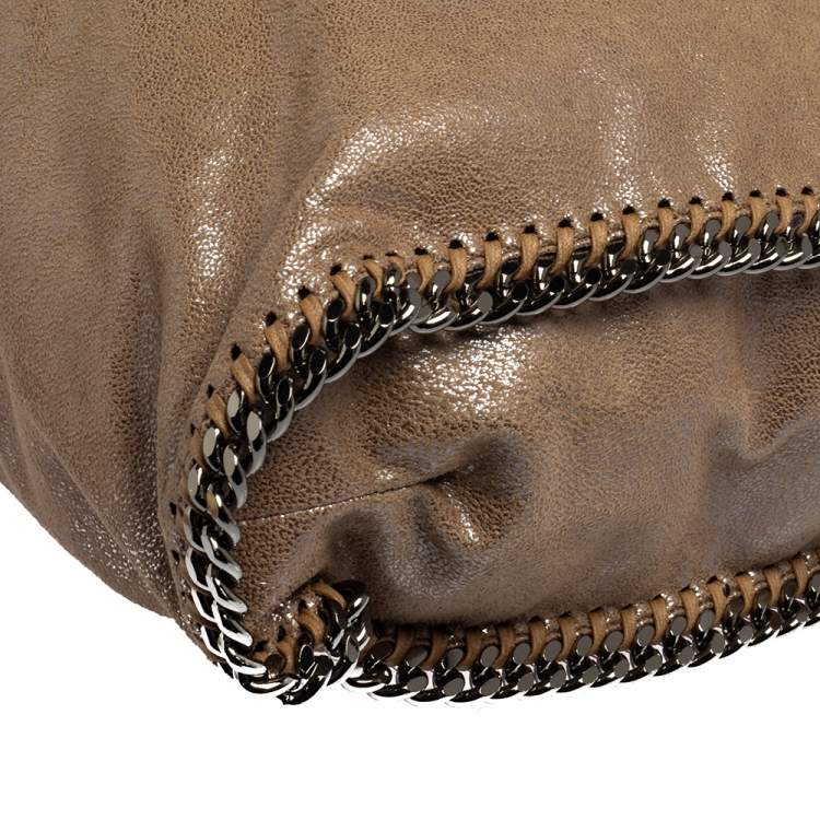 Pre Owned Stella McCartney Metallic Beige Faux Suede Large Falabella Tote