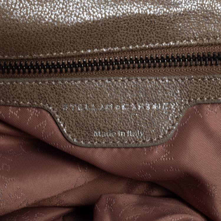 Pre Owned Stella McCartney Metallic Beige Faux Suede Large Falabella Tote
