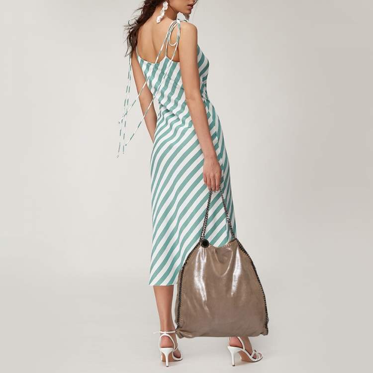 Pre Owned Stella McCartney Metallic Beige Faux Suede Large Falabella Tote