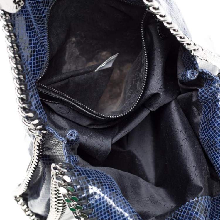 مملوكة مسبقًا Stella McCartney Blue/Black Faux Python Embossed Leather Small Falabella Tote 