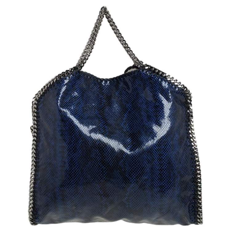 مملوكة مسبقًا Stella McCartney Blue/Black Faux Python Embossed Leather Small Falabella Tote 