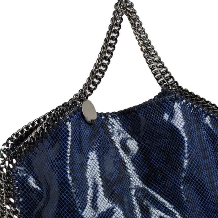 مملوكة مسبقًا Stella McCartney Blue/Black Faux Python Embossed Leather Small Falabella Tote 