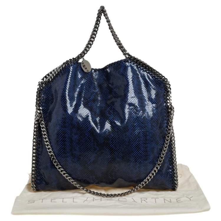 مملوكة مسبقًا Stella McCartney Blue/Black Faux Python Embossed Leather Small Falabella Tote 