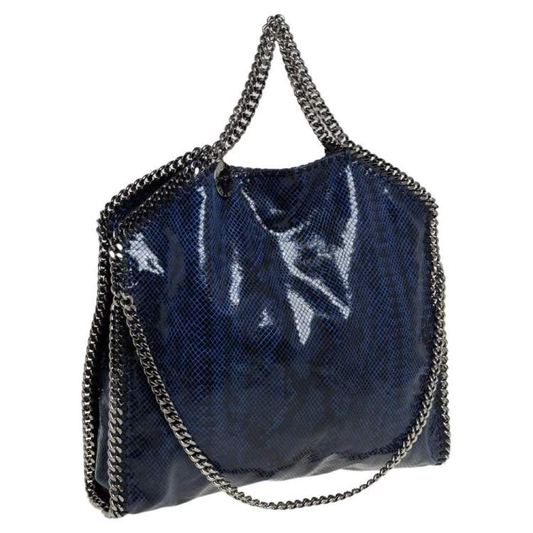 مملوكة مسبقًا Stella McCartney Blue/Black Faux Python Embossed Leather Small Falabella Tote 