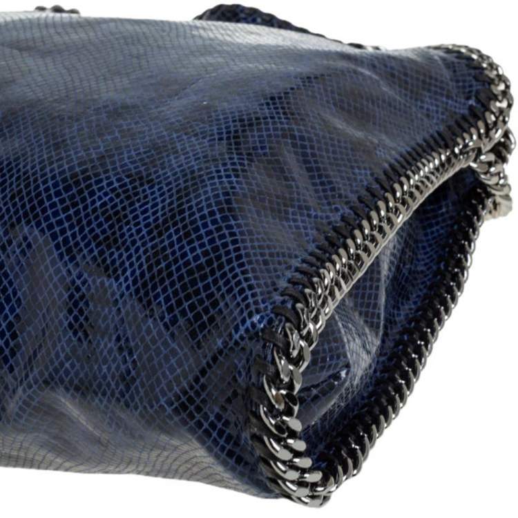مملوكة مسبقًا Stella McCartney Blue/Black Faux Python Embossed Leather Small Falabella Tote 