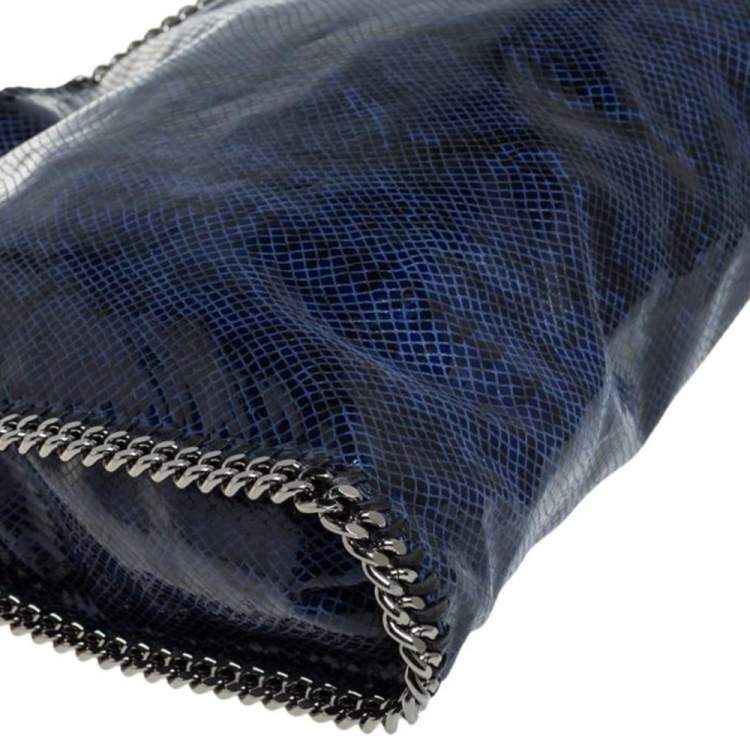 مملوكة مسبقًا Stella McCartney Blue/Black Faux Python Embossed Leather Small Falabella Tote 
