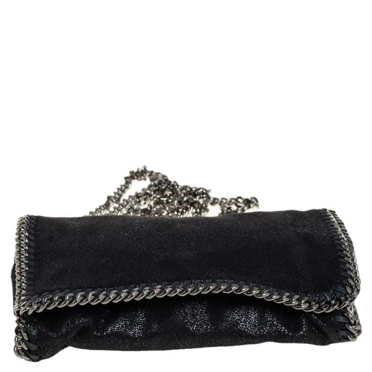 Pre Owned Stella McCartney Black Faux Leather Falabella Flap Crossbody Bag