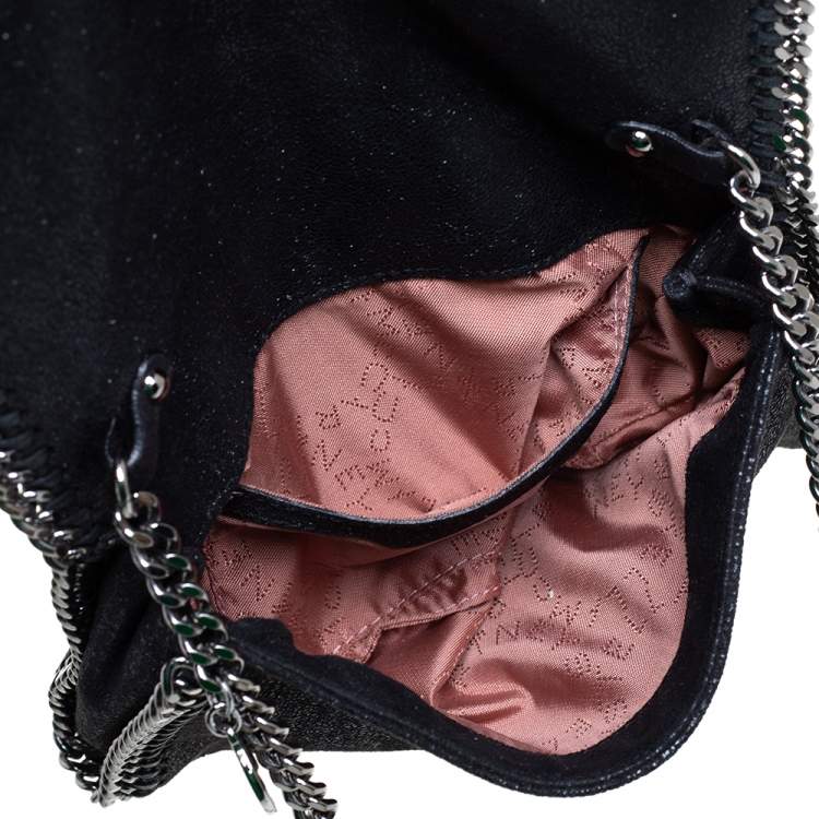 Pre Owned Stella McCartney Black Faux Leather Falabella Flap Crossbody Bag