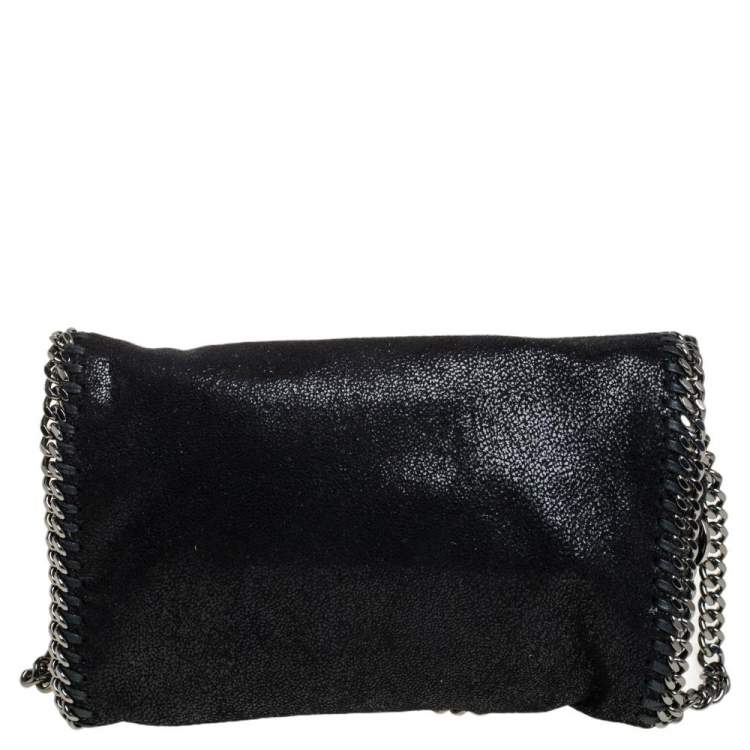 Pre Owned Stella McCartney Black Faux Leather Falabella Flap Crossbody Bag