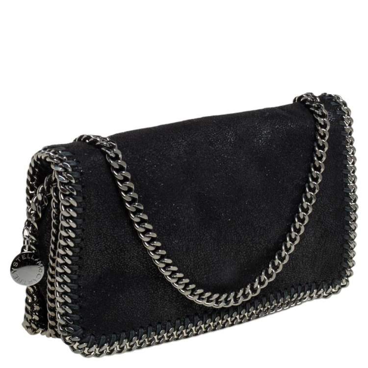 Pre Owned Stella McCartney Black Faux Leather Falabella Flap Crossbody Bag