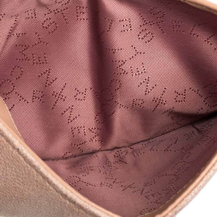 Pre Owned Stella McCartney Peach Faux Leather Falabella Trifold Wallet