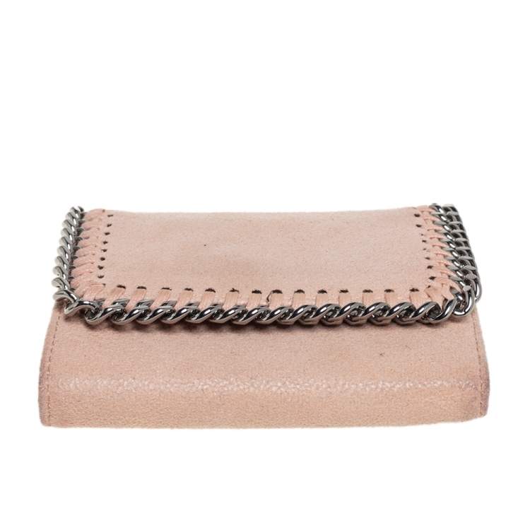 Pre Owned Stella McCartney Peach Faux Leather Falabella Trifold Wallet