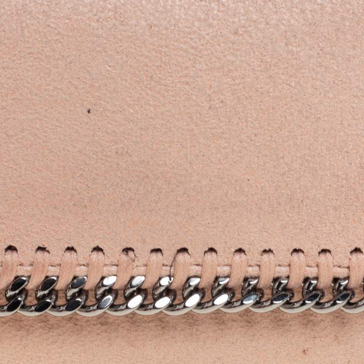 Pre Owned Stella McCartney Peach Faux Leather Falabella Trifold Wallet