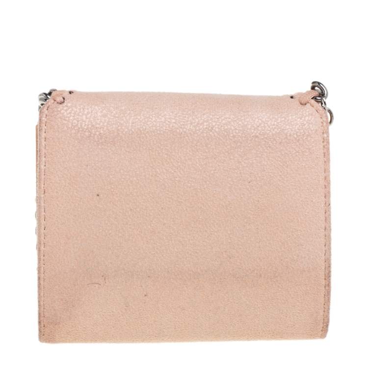 Pre Owned Stella McCartney Peach Faux Leather Falabella Trifold Wallet