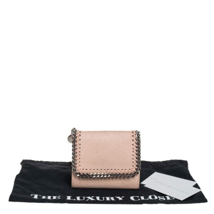 Pre Owned Stella McCartney Peach Faux Leather Falabella Trifold Wallet