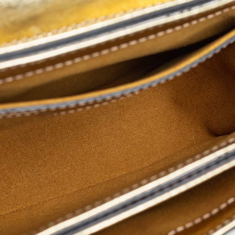 Pre Owned Stella McCartney Metallic Gold Woven Faux Leather Medium Falabella Box Shoulder Bag  