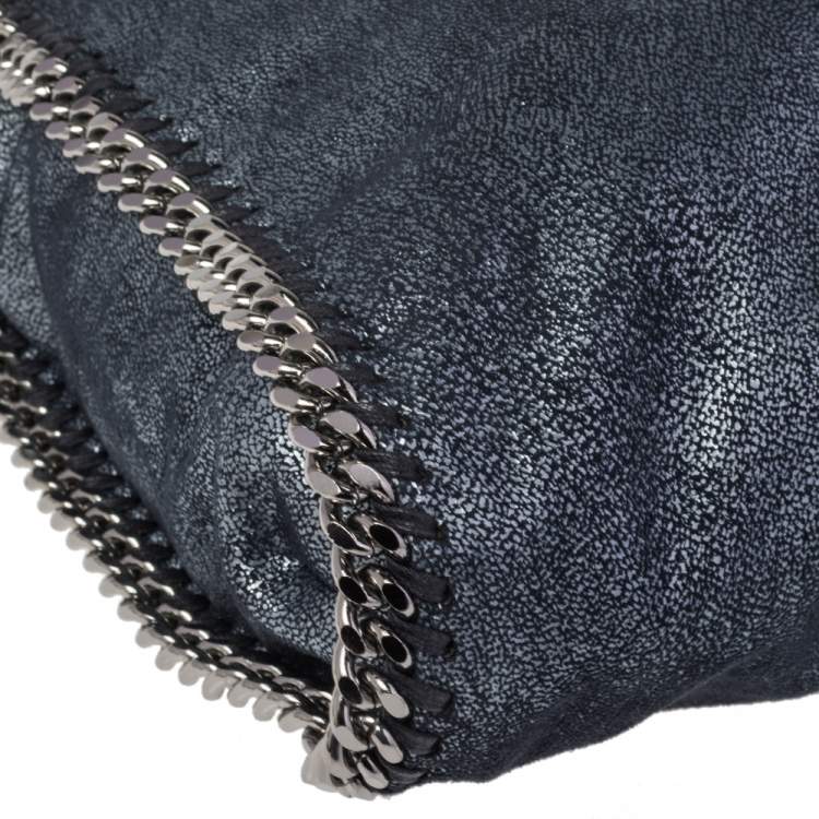 Pre Owned Stella McCartney Metallic Blue Faux Leather Small Falabella Tote