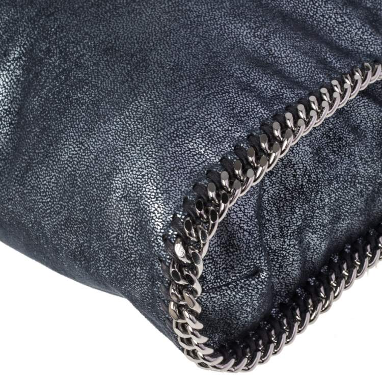 Pre Owned Stella McCartney Metallic Blue Faux Leather Small Falabella Tote