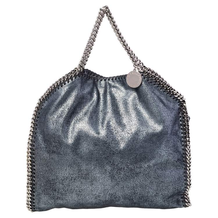Pre Owned Stella McCartney Metallic Blue Faux Leather Small Falabella Tote