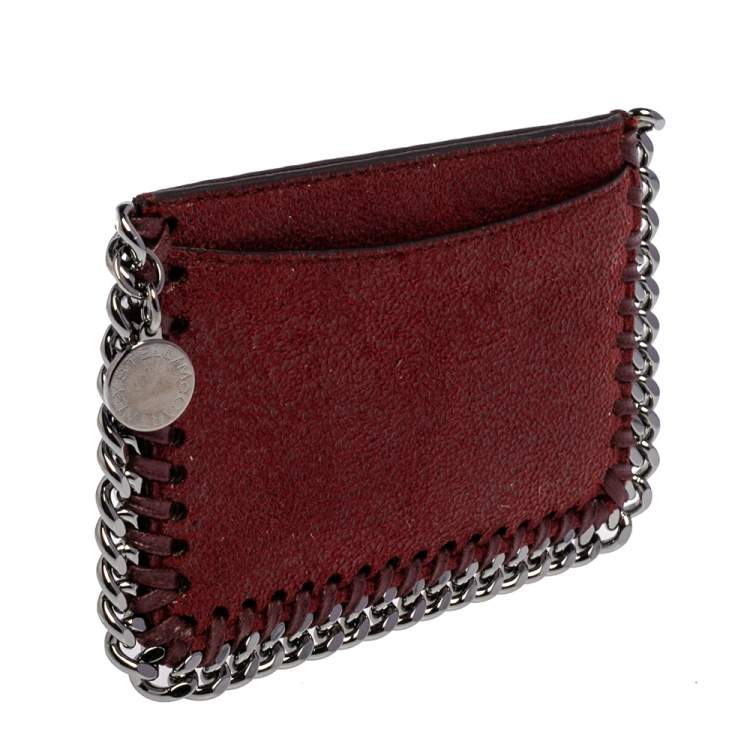 Pre Owned Stella McCartney Maroon Faux Leather Card Holder