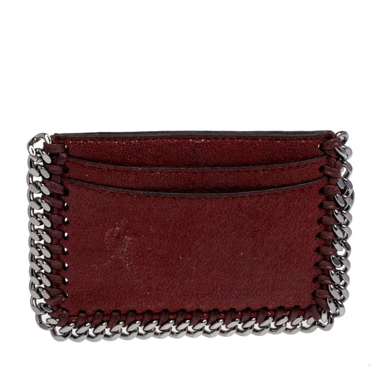Pre Owned Stella McCartney Maroon Faux Leather Card Holder