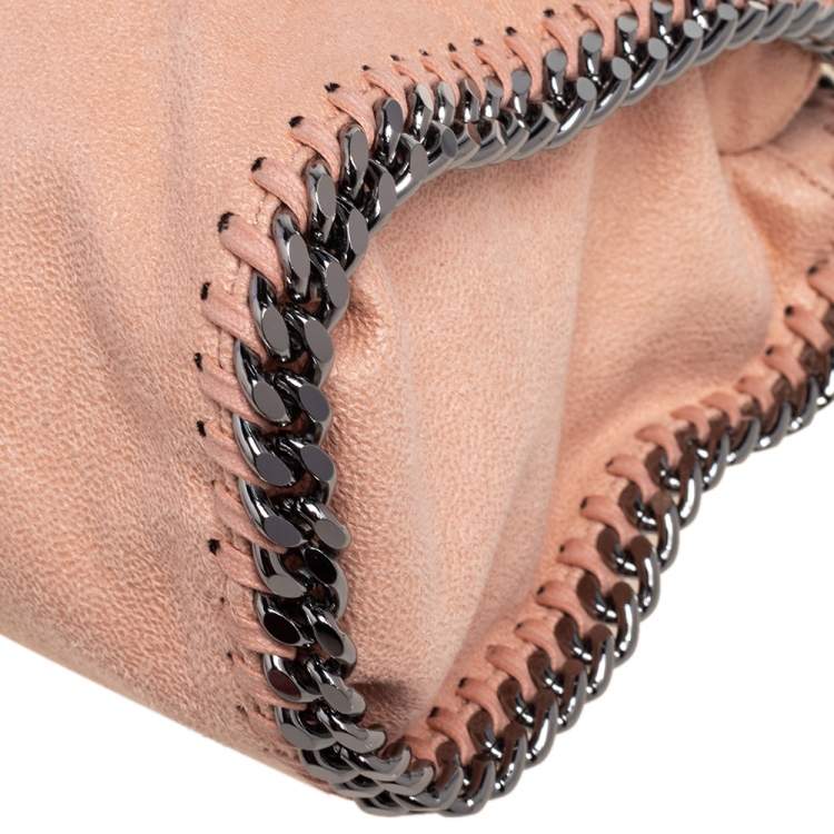 Pre Owned Stella McCartney Light Peach Faux Suede Falabella Star Fringed Shoulder Bag