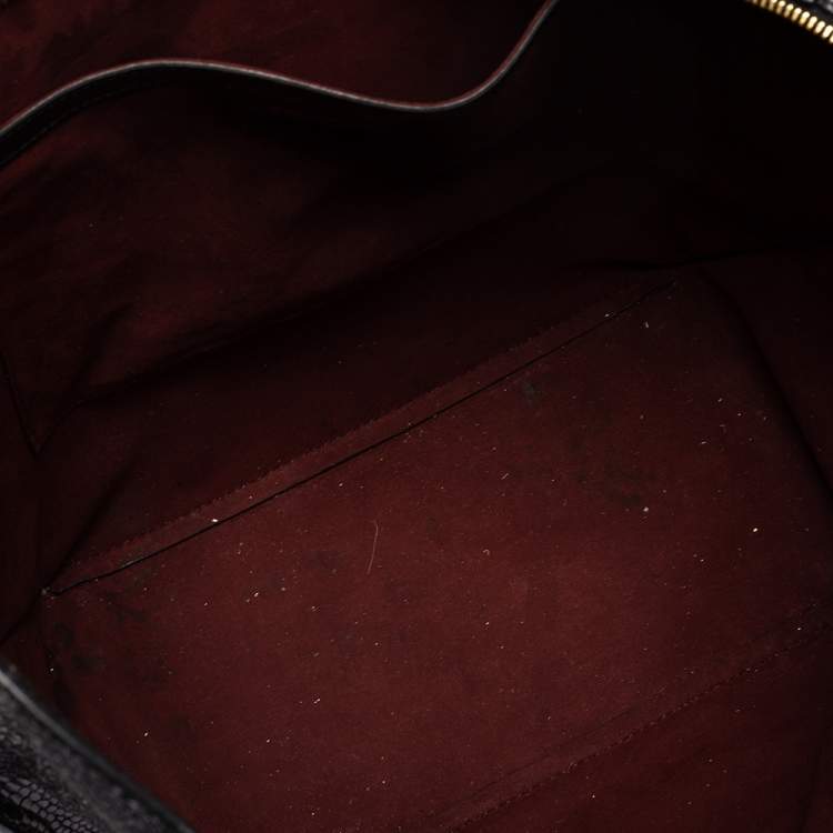 Pre Owned Stella McCartney Black Faux Snakeskin Embossed Leather Zip Shopper Tote