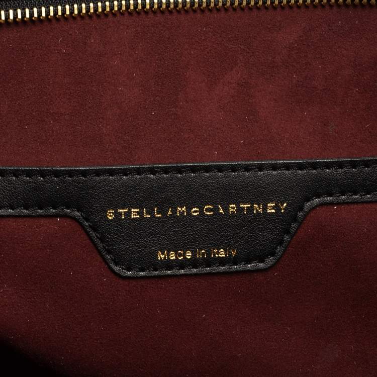 Pre Owned Stella McCartney Black Faux Snakeskin Embossed Leather Zip Shopper Tote