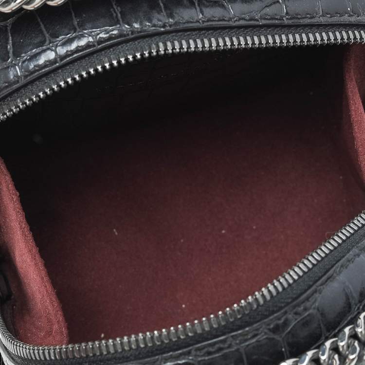مملوكة مسبقًا Stella McCartney Black Faux Croc Embossed Leather Falabella Tote