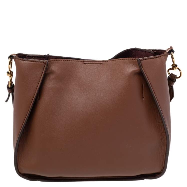 Pre Owned Stella McCartney Brown Faux Leather Logo Shoulder Bag