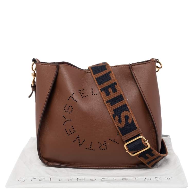 Pre Owned Stella McCartney Brown Faux Leather Logo Shoulder Bag