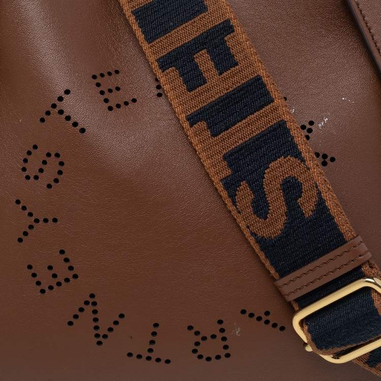 Pre Owned Stella McCartney Brown Faux Leather Logo Shoulder Bag