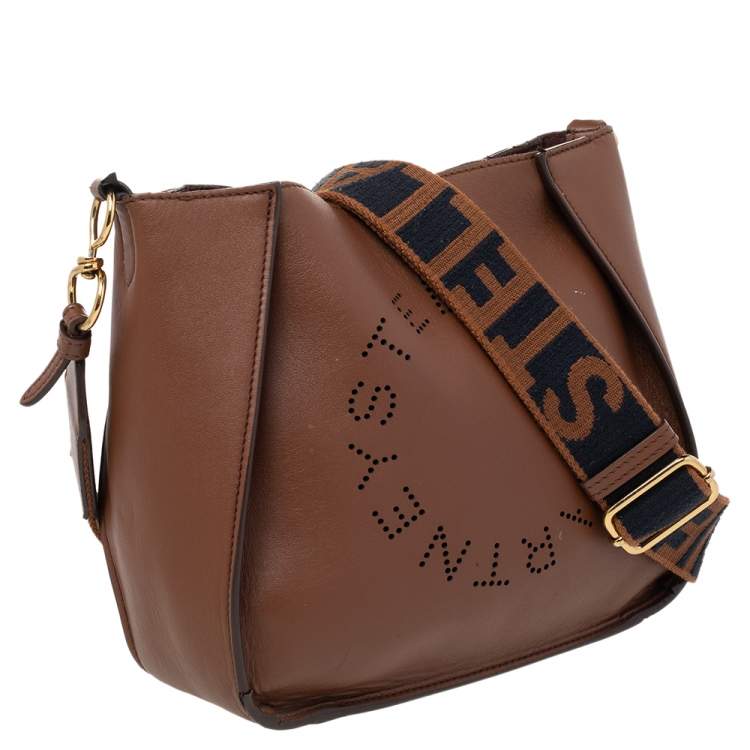 Pre Owned Stella McCartney Brown Faux Leather Logo Shoulder Bag