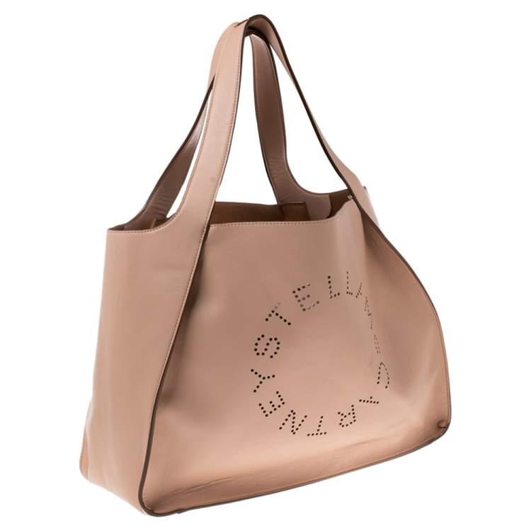 مملوكة مسبقًا Stella McCartney Beige Faux Leather Perforated Logo Tote