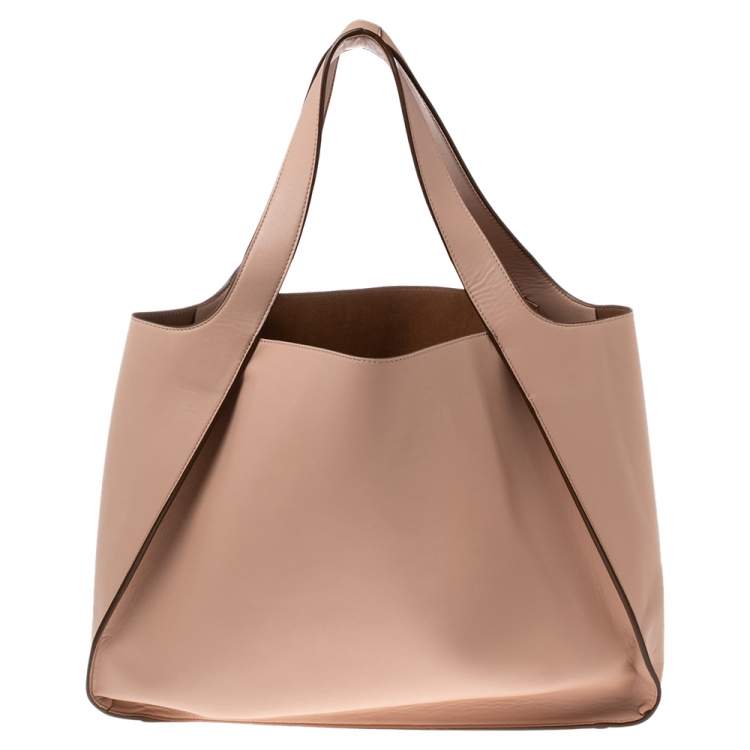 مملوكة مسبقًا Stella McCartney Beige Faux Leather Perforated Logo Tote