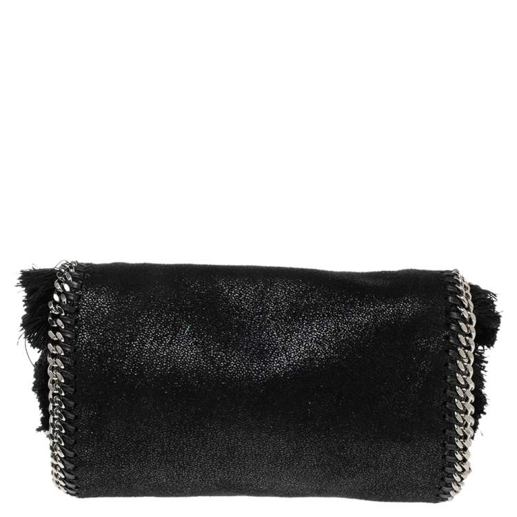 Pre Owned Stella McCartney Black Faux Leather Falabella Swan Crossbody Bag