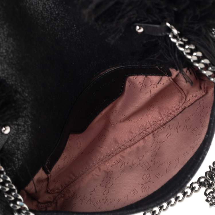 Pre Owned Stella McCartney Black Faux Leather Falabella Swan Crossbody Bag