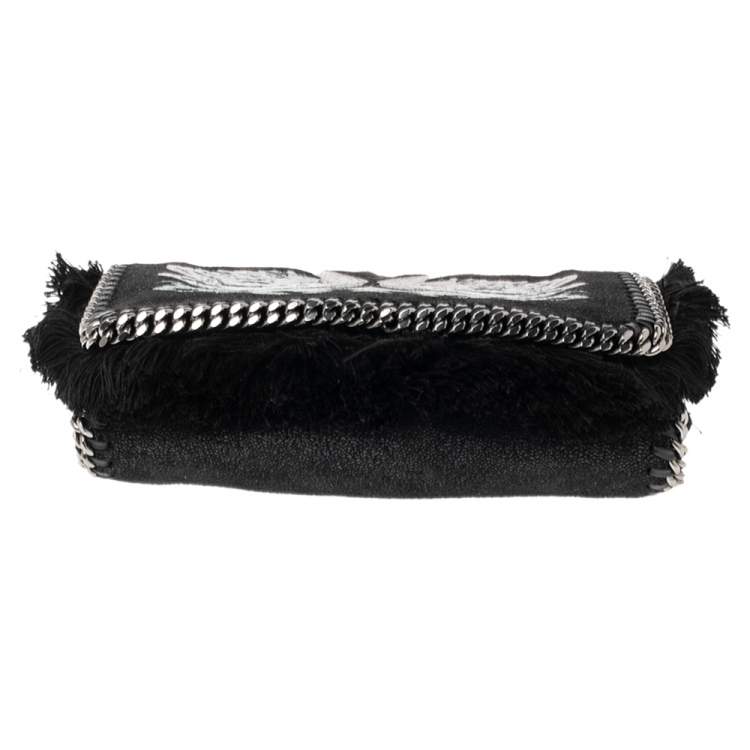 Pre Owned Stella McCartney Black Faux Leather Falabella Swan Crossbody Bag