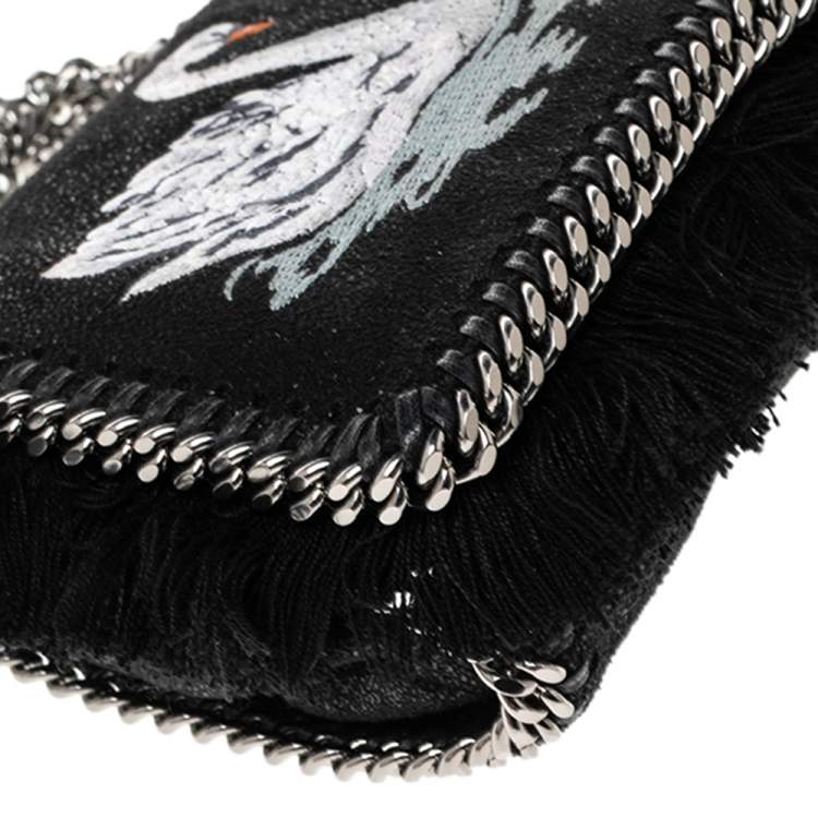 Pre Owned Stella McCartney Black Faux Leather Falabella Swan Crossbody Bag