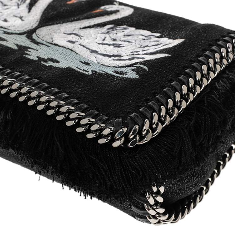 Pre Owned Stella McCartney Black Faux Leather Falabella Swan Crossbody Bag