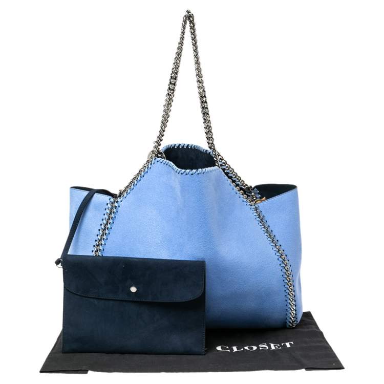 Pre Owned Stella McCartney Blue Faux Leather Falabella Reversible Tote 