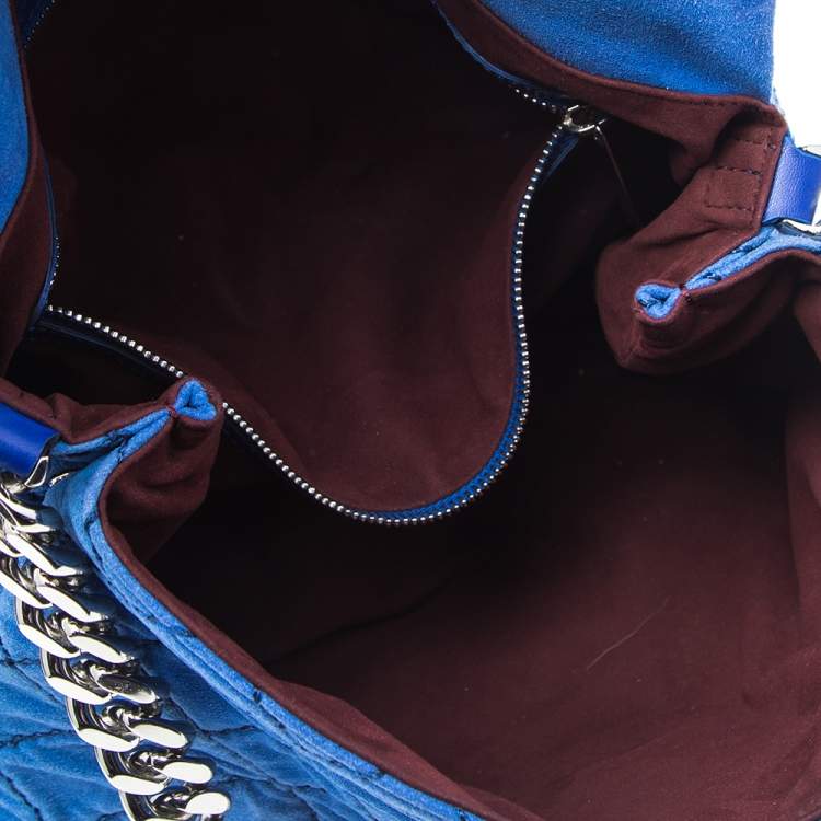 مملوكة مسبقًا Stella McCartney Blue Quilted Faux Suede Beckett Shoulder Bag