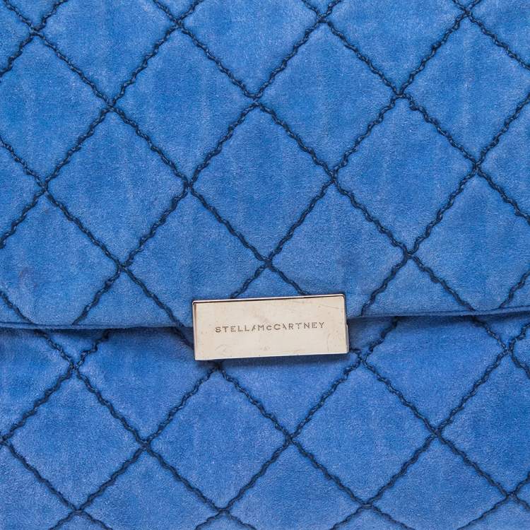 مملوكة مسبقًا Stella McCartney Blue Quilted Faux Suede Beckett Shoulder Bag